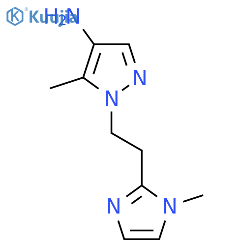 5-methyl-1-2-(1-methyl-1H-imidazol-2-yl)ethyl-1H-pyrazol-4-amine structure