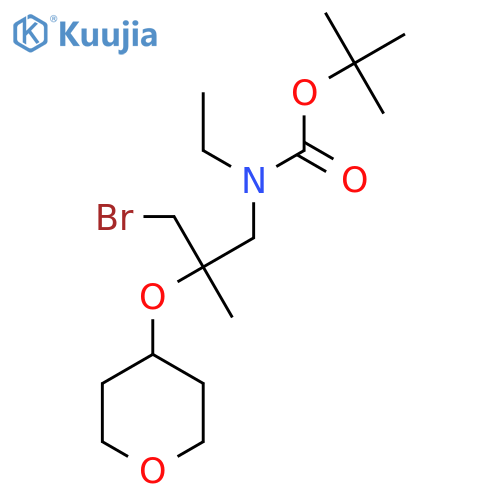 tert-butyl N-3-bromo-2-methyl-2-(oxan-4-yloxy)propyl-N-ethylcarbamate structure