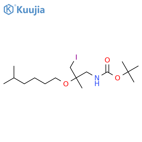 tert-butyl N-{3-iodo-2-methyl-2-(5-methylhexyl)oxypropyl}carbamate structure