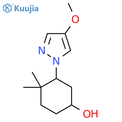3-(4-methoxy-1H-pyrazol-1-yl)-4,4-dimethylcyclohexan-1-ol structure