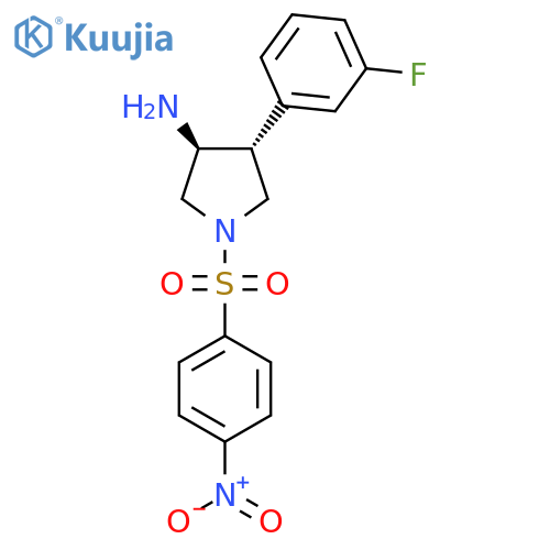 rac-(3R,4S)-4-(3-fluorophenyl)-1-(4-nitrobenzenesulfonyl)pyrrolidin-3-amine structure