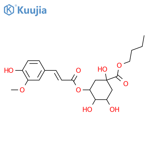 butyl (1S,3R,4R,5R)-1,3,4-trihydroxy-5-{[(2E)-3-(4-hydroxy-3-methoxyphenyl)prop-2-enoyl]oxy}cyclohexanecarboxylate structure