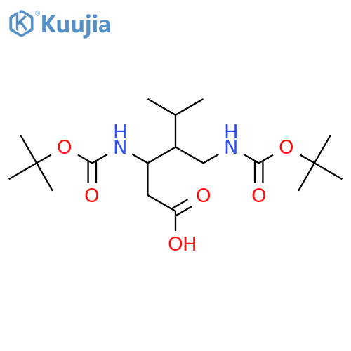 3-{(tert-butoxy)carbonylamino}-4-({(tert-butoxy)carbonylamino}methyl)-5-methylhexanoic acid structure