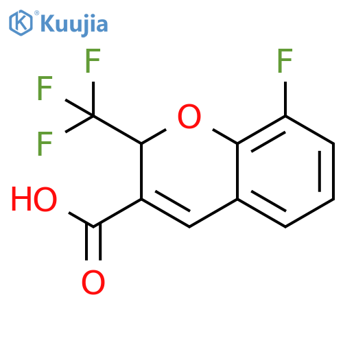 8-fluoro-2-(trifluoromethyl)-2H-chromene-3-carboxylic acid structure