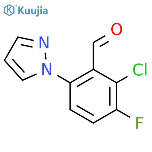 2-chloro-3-fluoro-6-(1H-pyrazol-1-yl)benzaldehyde structure