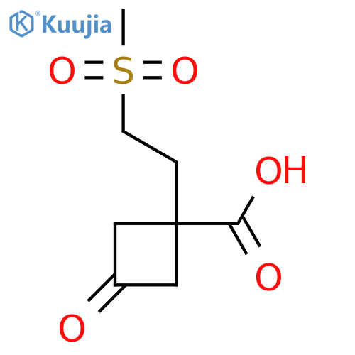 1-(2-methanesulfonylethyl)-3-oxocyclobutane-1-carboxylic acid structure
