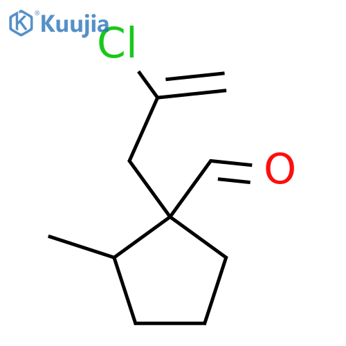 1-(2-chloroprop-2-en-1-yl)-2-methylcyclopentane-1-carbaldehyde structure