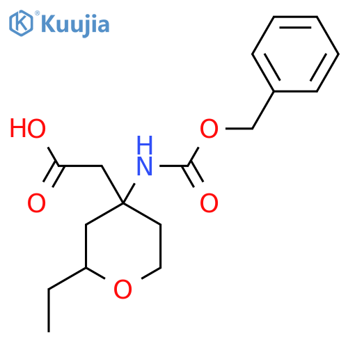 2-(4-{(benzyloxy)carbonylamino}-2-ethyloxan-4-yl)acetic acid structure