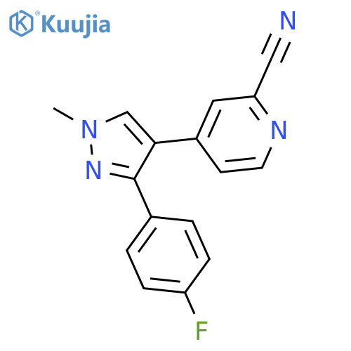 2-Pyridinecarbonitrile, 4-[3-(4-fluorophenyl)-1-methyl-1H-pyrazol-4-yl]- structure