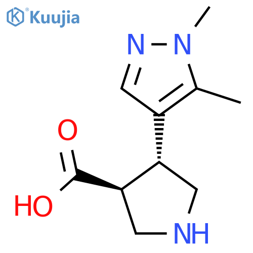 rac-(3R,4S)-4-(1,5-dimethyl-1H-pyrazol-4-yl)pyrrolidine-3-carboxylic acid structure