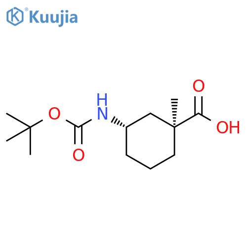 (1S,3S)-3-{[(tert-butoxy)carbonyl]amino}-1-methylcyclohexane-1-carboxylic acid structure