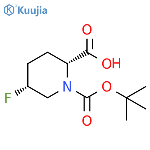 (2R,5R)-1-[(tert-butoxy)carbonyl]-5-fluoropiperidine-2-carboxylic acid structure