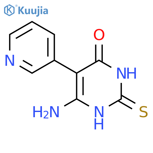 6-amino-5-(pyridin-3-yl)-2-sulfanyl-3,4-dihydropyrimidin-4-one structure