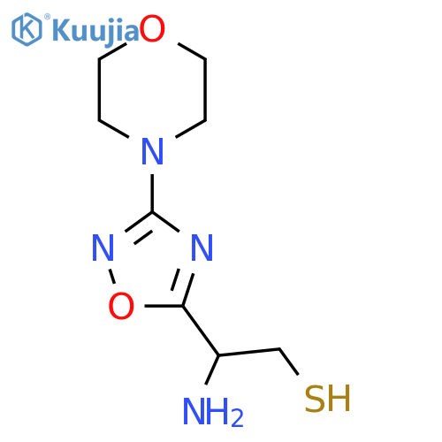 2-amino-2-3-(morpholin-4-yl)-1,2,4-oxadiazol-5-ylethane-1-thiol structure