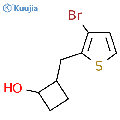 2-(3-bromothiophen-2-yl)methylcyclobutan-1-ol structure