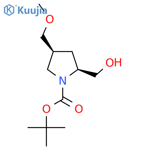 tert-butyl (2S,4S)-2-(hydroxymethyl)-4-(methoxymethyl)pyrrolidine-1-carboxylate structure