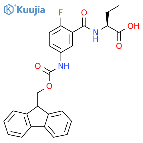 (2S)-2-{5-({(9H-fluoren-9-yl)methoxycarbonyl}amino)-2-fluorophenylformamido}butanoic acid structure