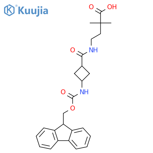 2,2-dimethyl-4-{(1r,3r)-3-({(9H-fluoren-9-yl)methoxycarbonyl}amino)cyclobutylformamido}butanoic acid structure
