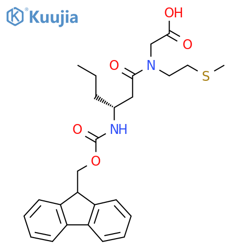 2-(3R)-3-({(9H-fluoren-9-yl)methoxycarbonyl}amino)-N-2-(methylsulfanyl)ethylhexanamidoacetic acid structure