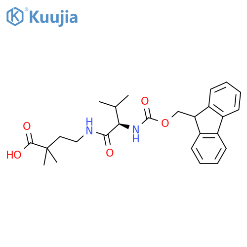 4-(2R)-2-({(9H-fluoren-9-yl)methoxycarbonyl}amino)-3-methylbutanamido-2,2-dimethylbutanoic acid structure