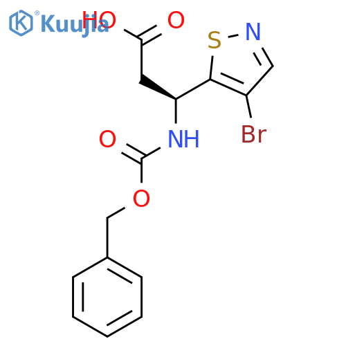 (3S)-3-{(benzyloxy)carbonylamino}-3-(4-bromo-1,2-thiazol-5-yl)propanoic acid structure