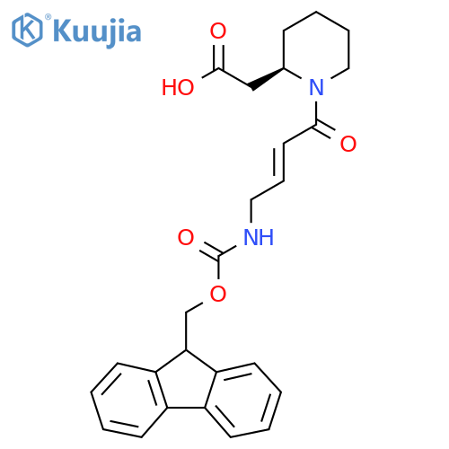 2-(2R)-1-4-({(9H-fluoren-9-yl)methoxycarbonyl}amino)but-2-enoylpiperidin-2-ylacetic acid structure