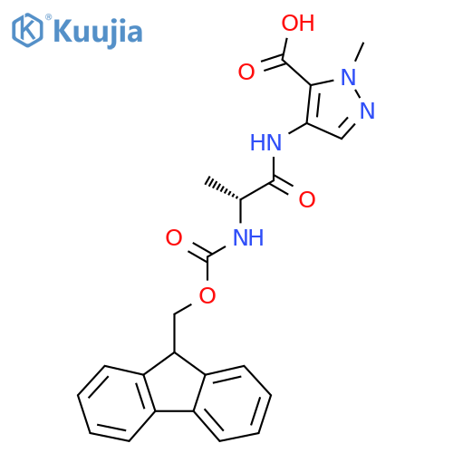 4-(2R)-2-({(9H-fluoren-9-yl)methoxycarbonyl}amino)propanamido-1-methyl-1H-pyrazole-5-carboxylic acid structure