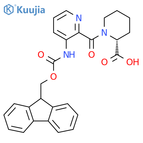 (2R)-1-3-({(9H-fluoren-9-yl)methoxycarbonyl}amino)pyridine-2-carbonylpiperidine-2-carboxylic acid structure