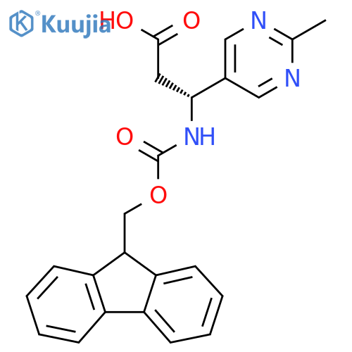 (3R)-3-({(9H-fluoren-9-yl)methoxycarbonyl}amino)-3-(2-methylpyrimidin-5-yl)propanoic acid structure