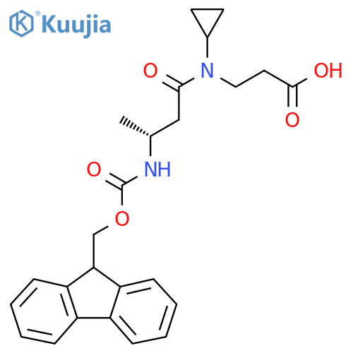 3-(3R)-N-cyclopropyl-3-({(9H-fluoren-9-yl)methoxycarbonyl}amino)butanamidopropanoic acid structure