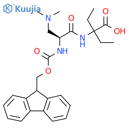 2-(2S)-3-(dimethylamino)-2-({(9H-fluoren-9-yl)methoxycarbonyl}amino)propanamido-2-ethylbutanoic acid structure