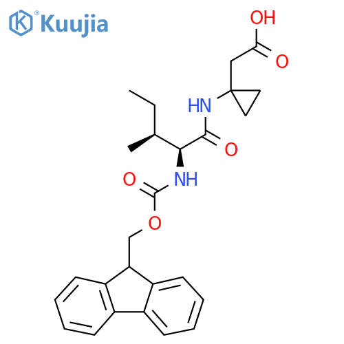 2-{1-(2S,3S)-2-({(9H-fluoren-9-yl)methoxycarbonyl}amino)-3-methylpentanamidocyclopropyl}acetic acid structure
