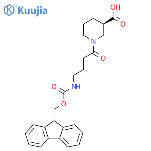 (3R)-1-4-({(9H-fluoren-9-yl)methoxycarbonyl}amino)butanoylpiperidine-3-carboxylic acid structure