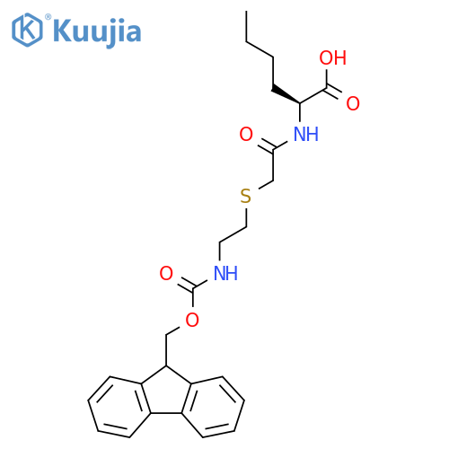 (2S)-2-(2-{2-({(9H-fluoren-9-yl)methoxycarbonyl}amino)ethylsulfanyl}acetamido)hexanoic acid structure