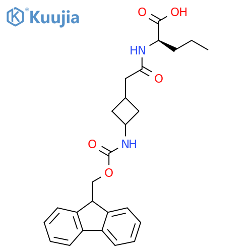 (2R)-2-{2-3-({(9H-fluoren-9-yl)methoxycarbonyl}amino)cyclobutylacetamido}pentanoic acid structure