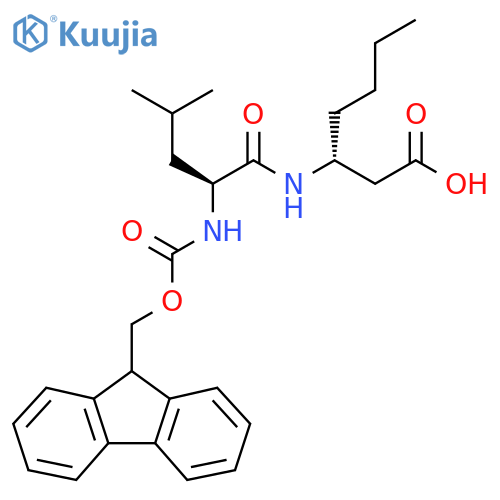 (3R)-3-(2S)-2-({(9H-fluoren-9-yl)methoxycarbonyl}amino)-4-methylpentanamidoheptanoic acid structure