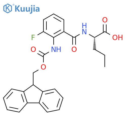 (2S)-2-{2-({(9H-fluoren-9-yl)methoxycarbonyl}amino)-3-fluorophenylformamido}pentanoic acid structure