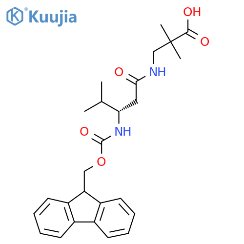3-(3S)-3-({(9H-fluoren-9-yl)methoxycarbonyl}amino)-4-methylpentanamido-2,2-dimethylpropanoic acid structure