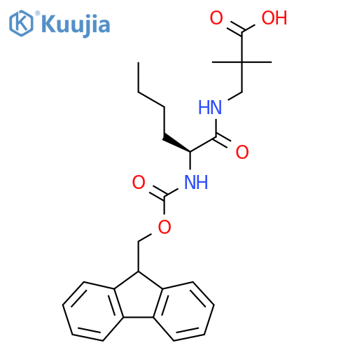 3-(2S)-2-({(9H-fluoren-9-yl)methoxycarbonyl}amino)hexanamido-2,2-dimethylpropanoic acid structure