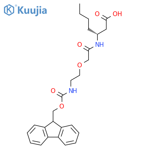 (3R)-3-{2-2-({(9H-fluoren-9-yl)methoxycarbonyl}amino)ethoxyacetamido}heptanoic acid structure