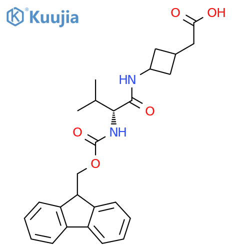 2-{3-(2R)-2-({(9H-fluoren-9-yl)methoxycarbonyl}amino)-3-methylbutanamidocyclobutyl}acetic acid structure