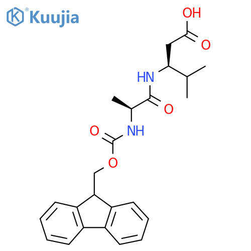 (3S)-3-(2S)-2-({(9H-fluoren-9-yl)methoxycarbonyl}amino)propanamido-4-methylpentanoic acid structure