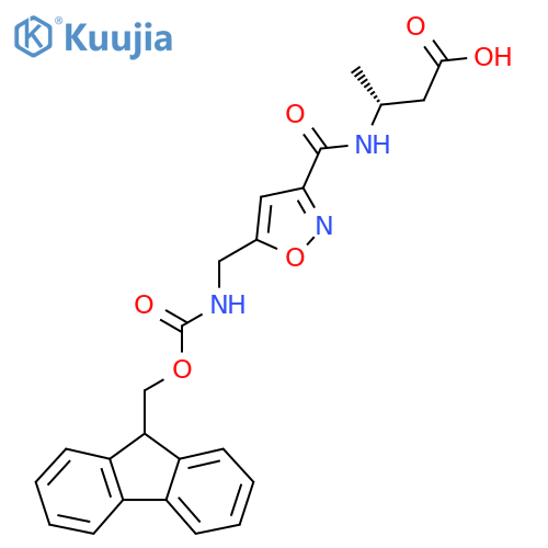 (3R)-3-({5-({(9H-fluoren-9-yl)methoxycarbonyl}amino)methyl-1,2-oxazol-3-yl}formamido)butanoic acid structure