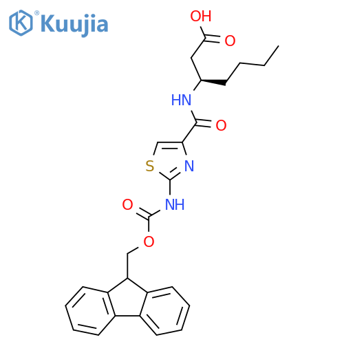 (3R)-3-{2-({(9H-fluoren-9-yl)methoxycarbonyl}amino)-1,3-thiazol-4-ylformamido}heptanoic acid structure