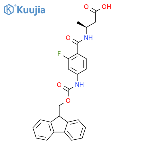 (3S)-3-{4-({(9H-fluoren-9-yl)methoxycarbonyl}amino)-2-fluorophenylformamido}butanoic acid structure