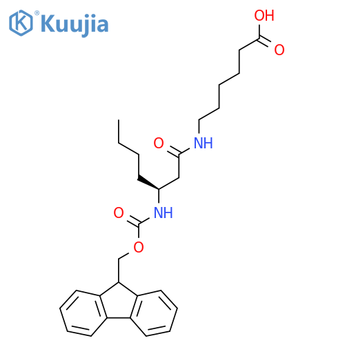 6-(3S)-3-({(9H-fluoren-9-yl)methoxycarbonyl}amino)heptanamidohexanoic acid structure