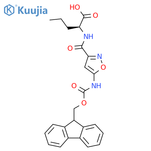 (2S)-2-{5-({(9H-fluoren-9-yl)methoxycarbonyl}amino)-1,2-oxazol-3-ylformamido}pentanoic acid structure
