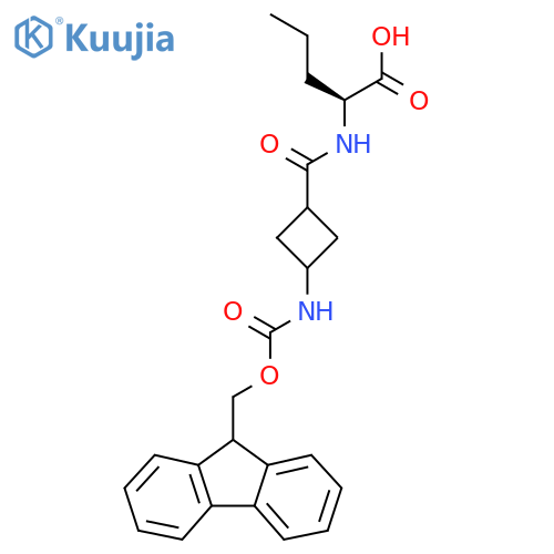 (2S)-2-{3-({(9H-fluoren-9-yl)methoxycarbonyl}amino)cyclobutylformamido}pentanoic acid structure