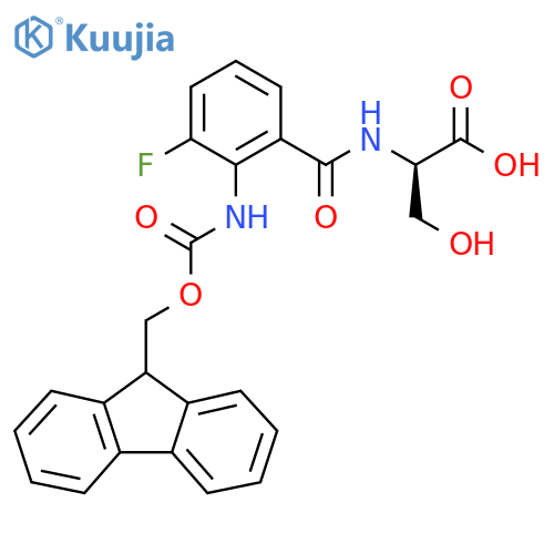 (2R)-2-{2-({(9H-fluoren-9-yl)methoxycarbonyl}amino)-3-fluorophenylformamido}-3-hydroxypropanoic acid structure