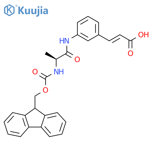 3-{3-(2S)-2-({(9H-fluoren-9-yl)methoxycarbonyl}amino)propanamidophenyl}prop-2-enoic acid structure